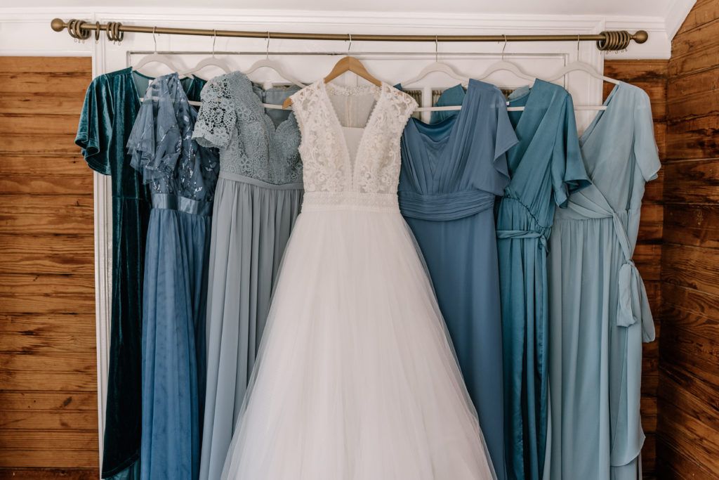 Wedding dress and bridesmaid dresses