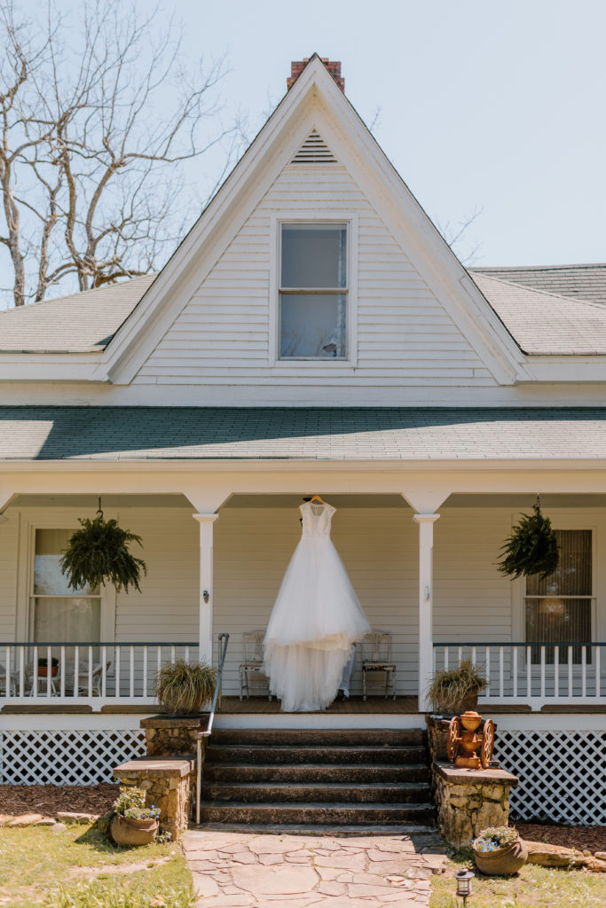 Wedding dress on front porch 