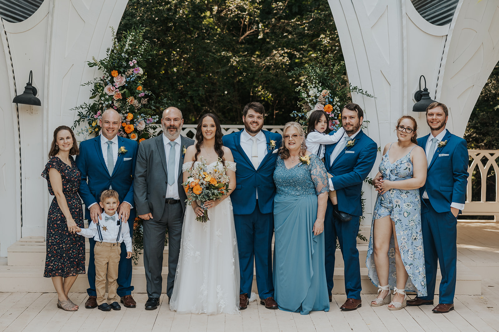 A family photo of the bride and grooms family!