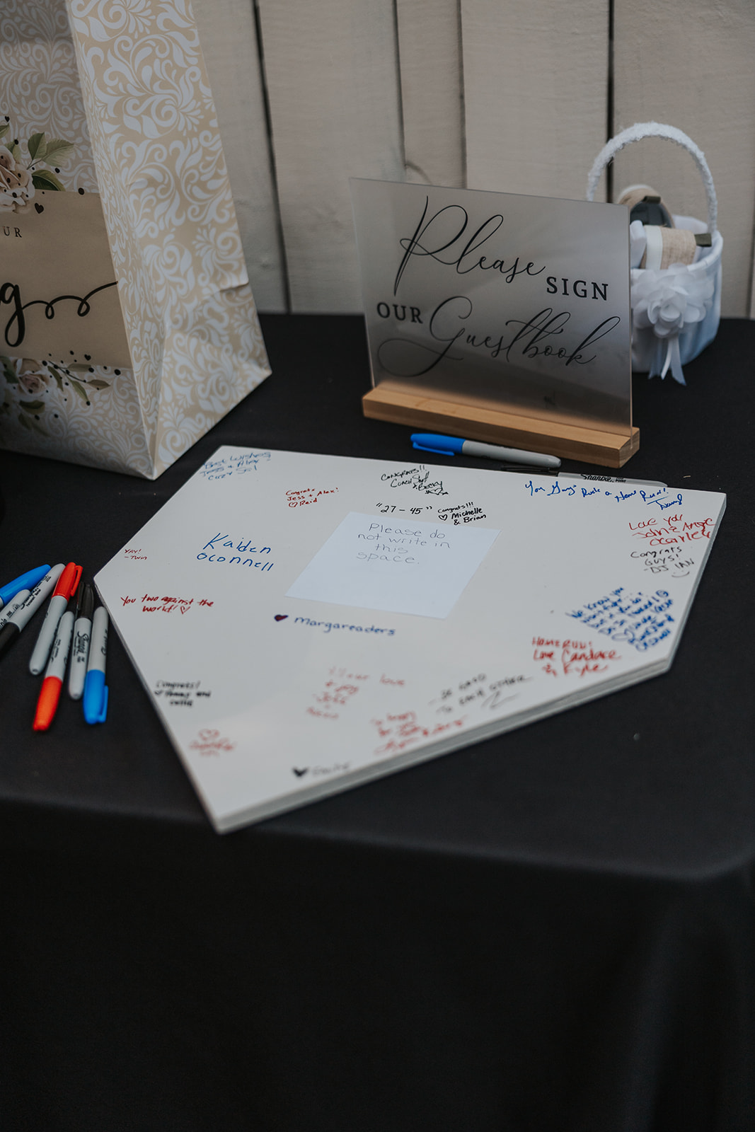 A home plate that the guests sign before a sentimental Georgia wedding
