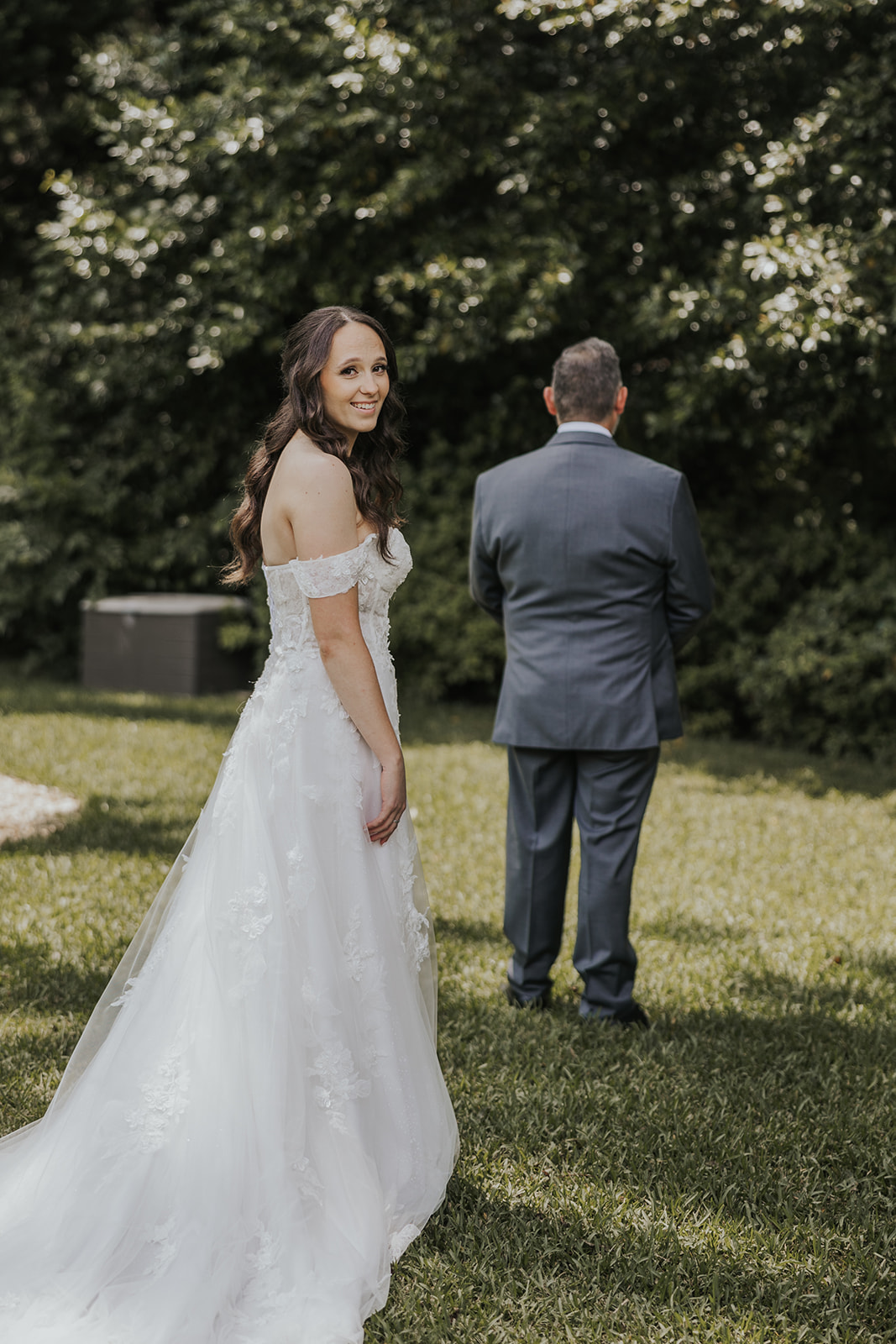 Stunning bride surprises her father outside Wildflower 301 in Georgia