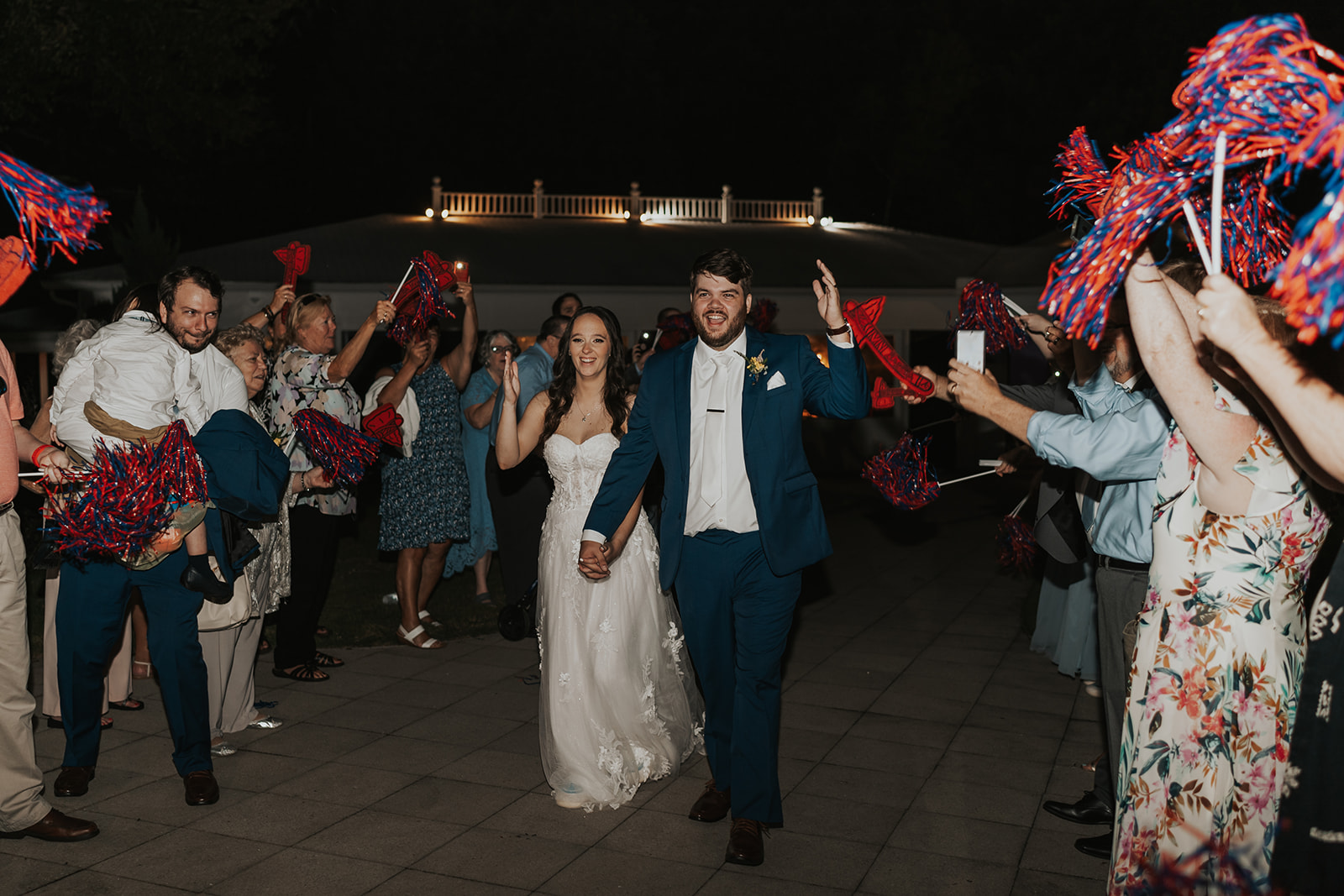 Stunning bride and groom exit their sentimental Georgia wedding