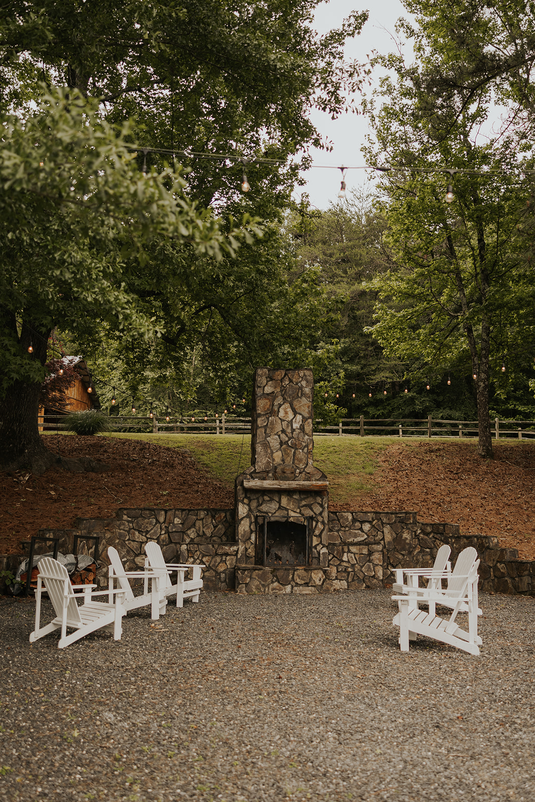 Relax by the fireplace outside this stunning wedding