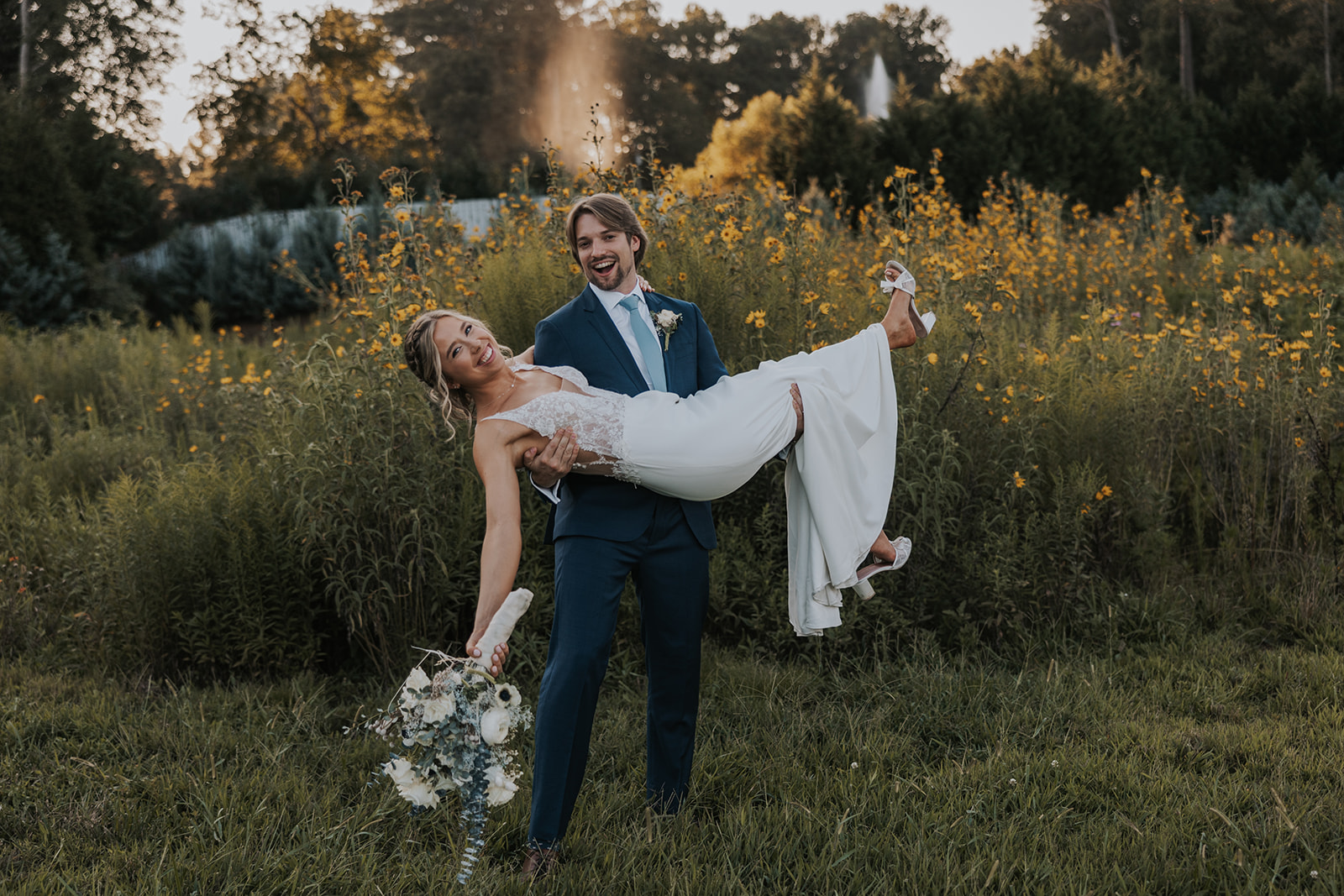 Beautiful bride and groom share a laughs and good times on their Georgia wedding day!