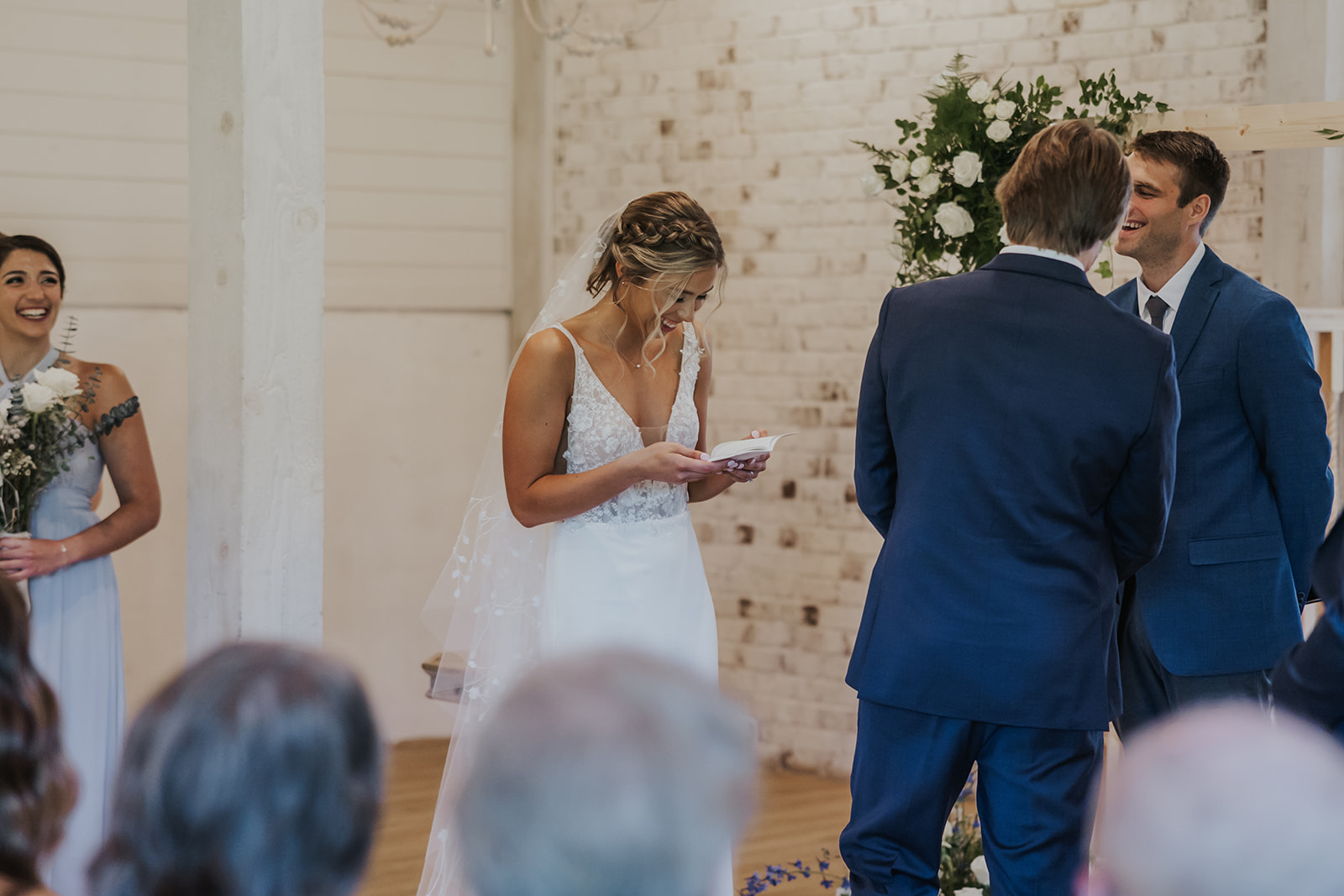 Stunning bride and groom share their vows during their dreamy Georgia wedding day