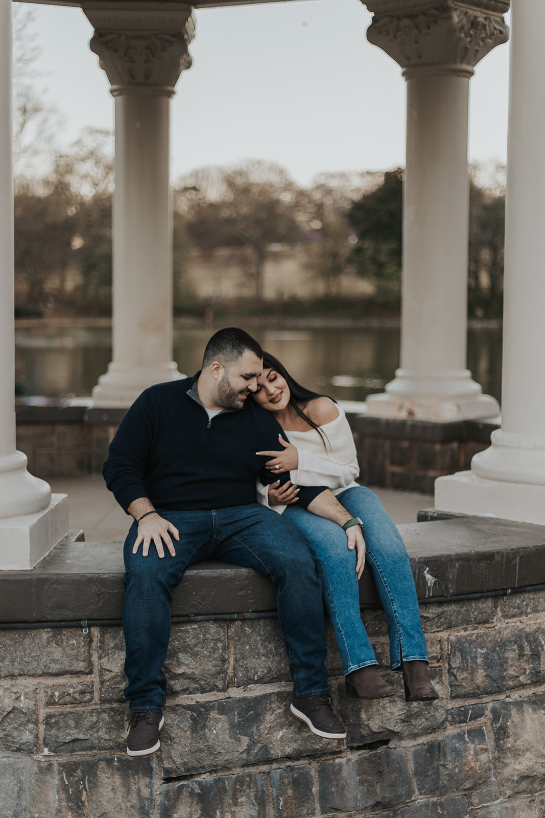 Stunning couple pose together in Piedmont Park.