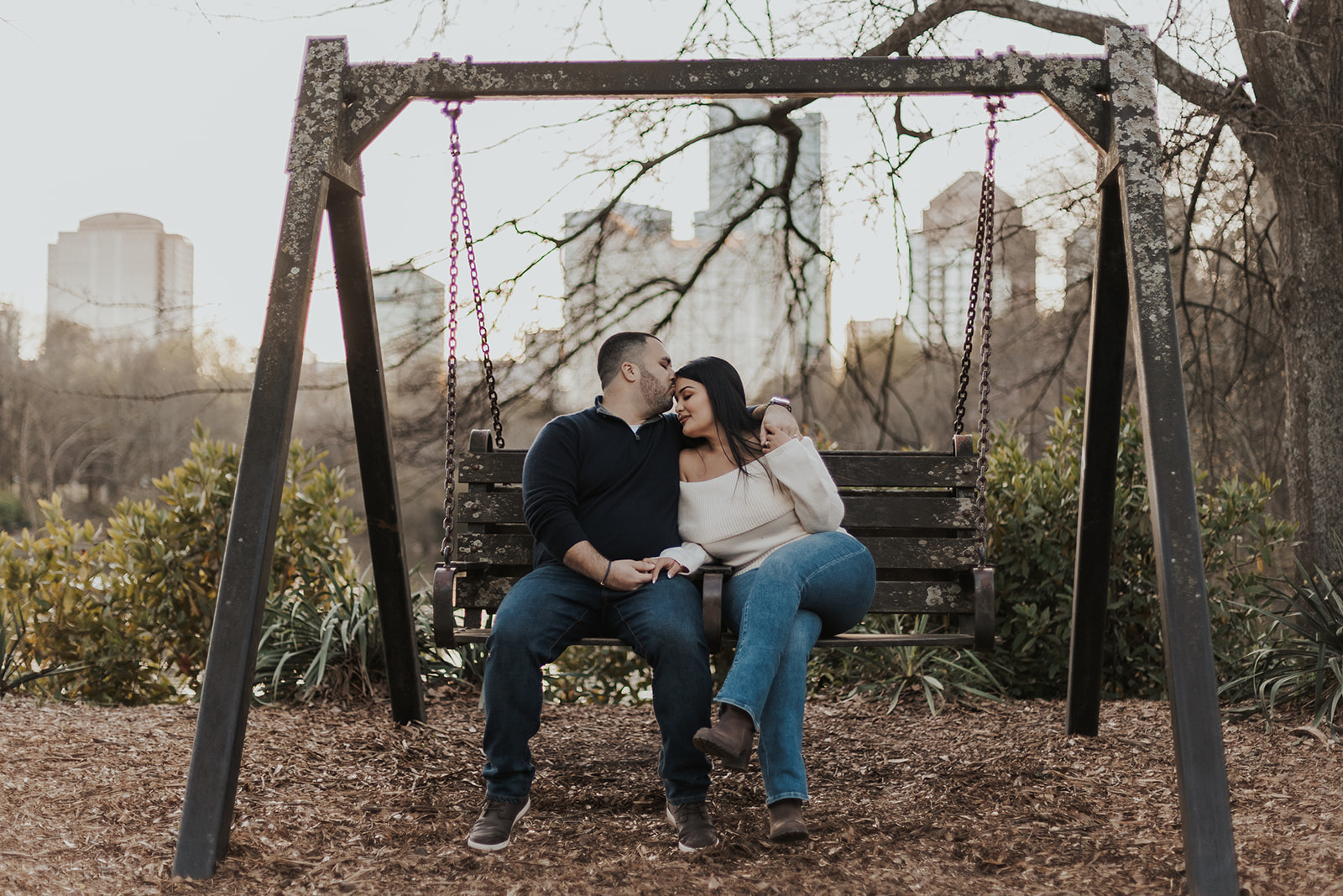 Stunning couple pose during their Atlanta Georgia engagement photoshoot!