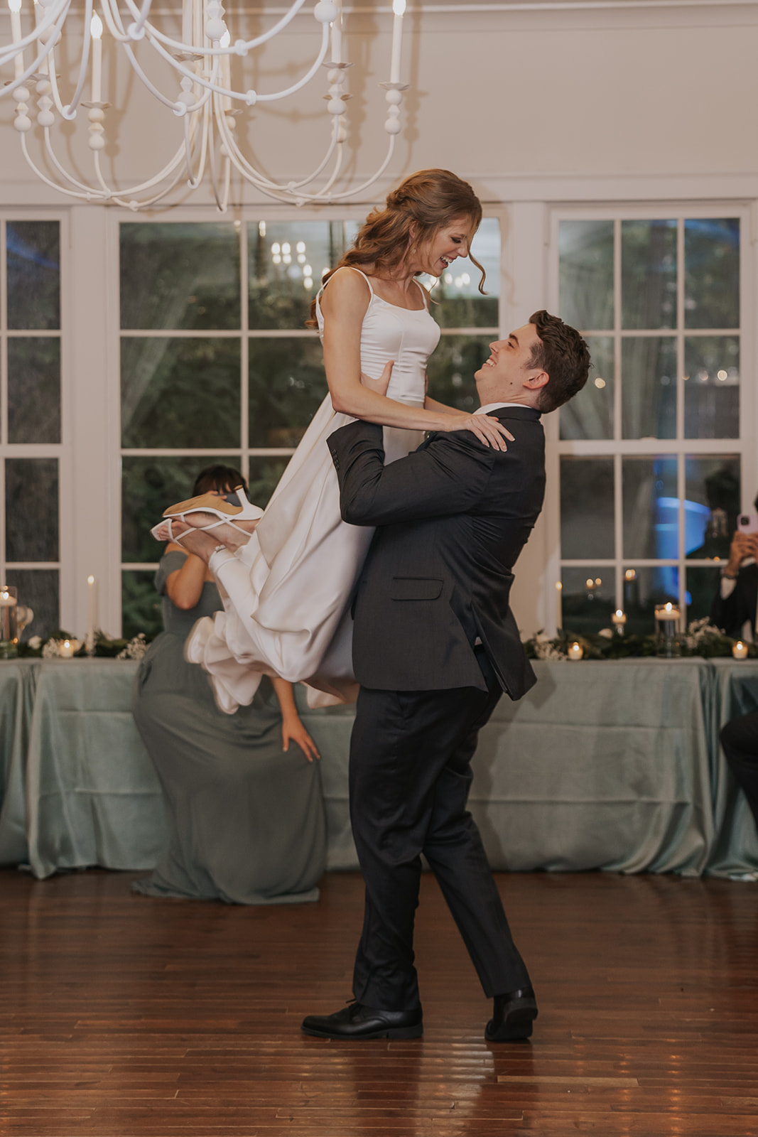 Bride and groom share their first dance together