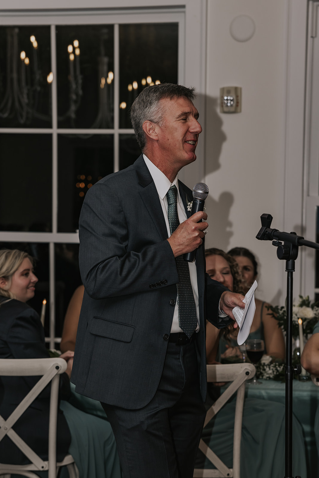 Brides dad gives toast during the dreamy Georgia wedding reception