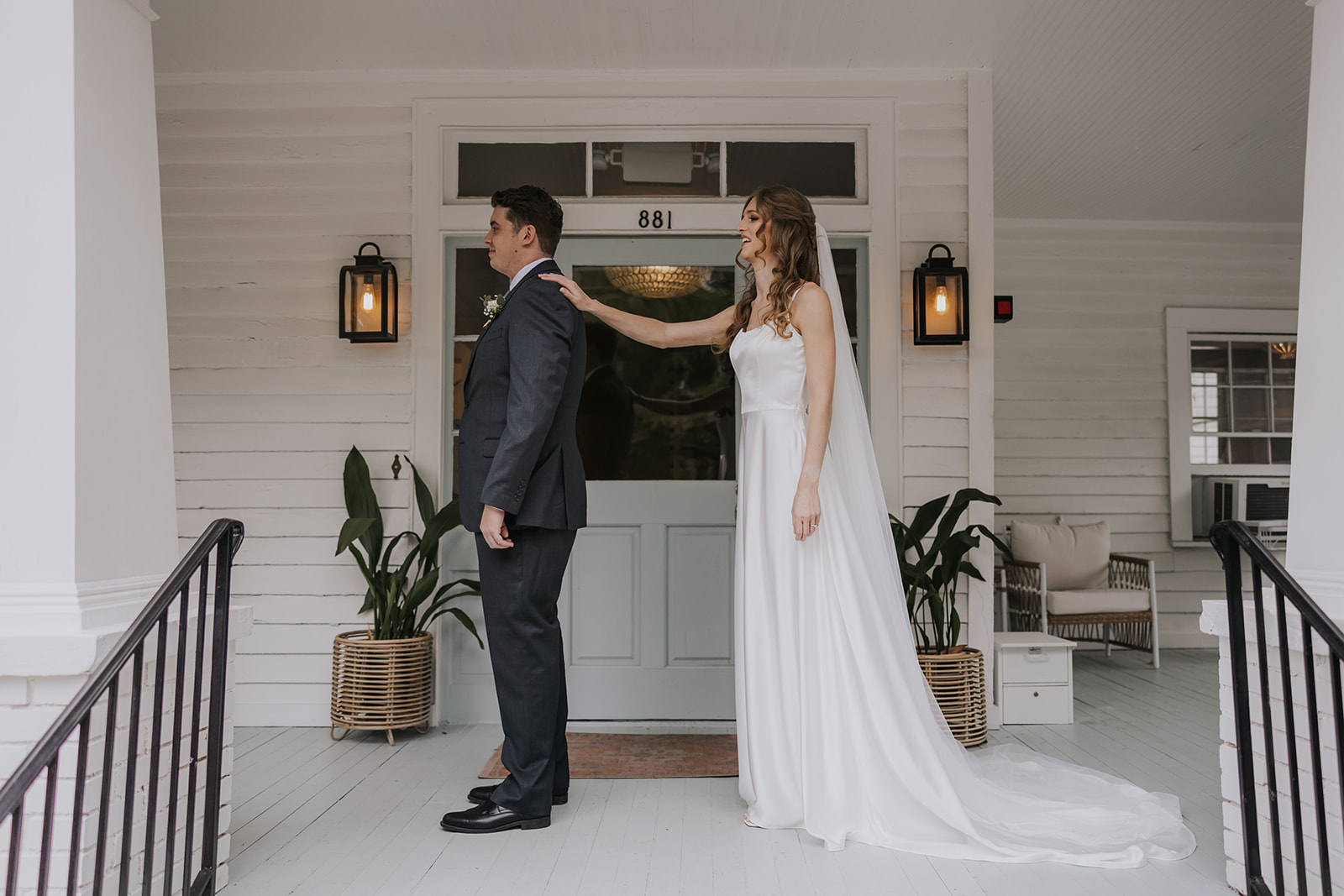 stunning bride and groom share prepare for their first look photoshoot! Learn how to plan your perfect wedding day timeline!