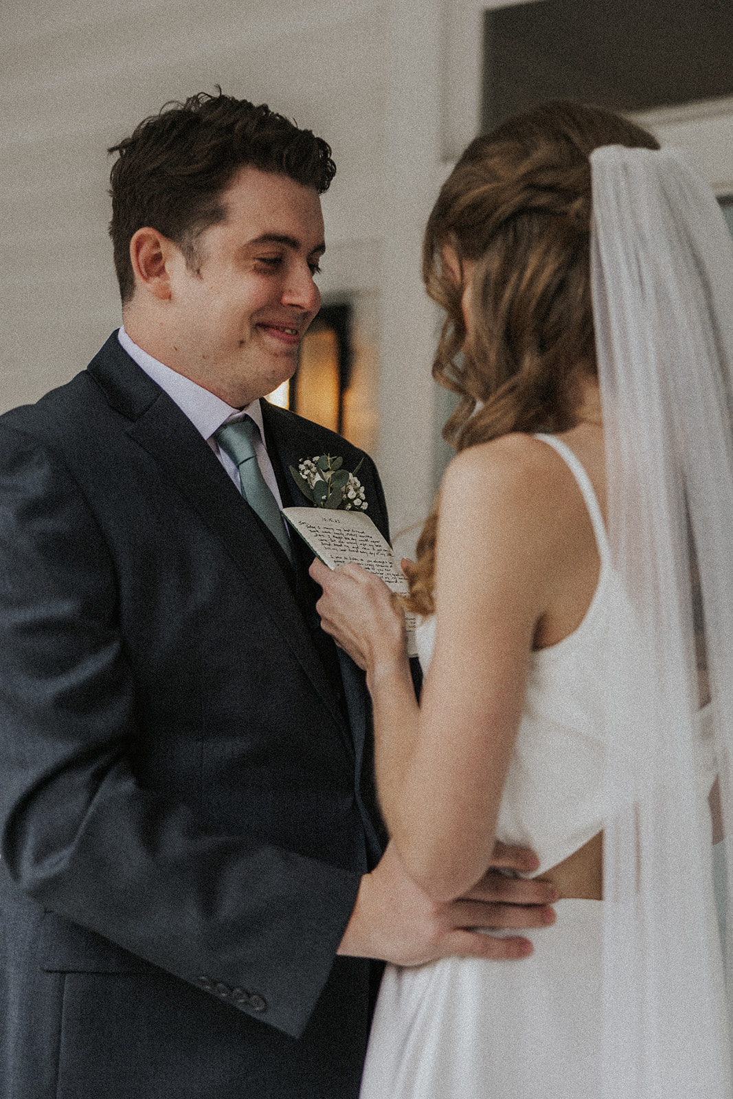 stunning bride and groom share an intimate moment during their private vow ceremony! Learn how to plan your perfect wedding day timeline!