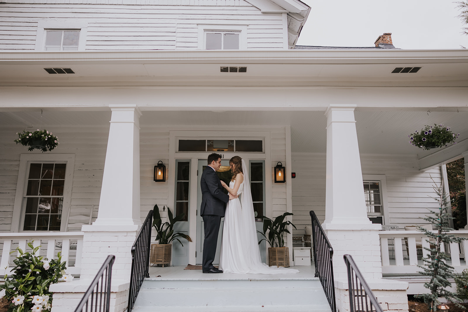 beautiful bride and groom pose after their dreamy wedding ceremony