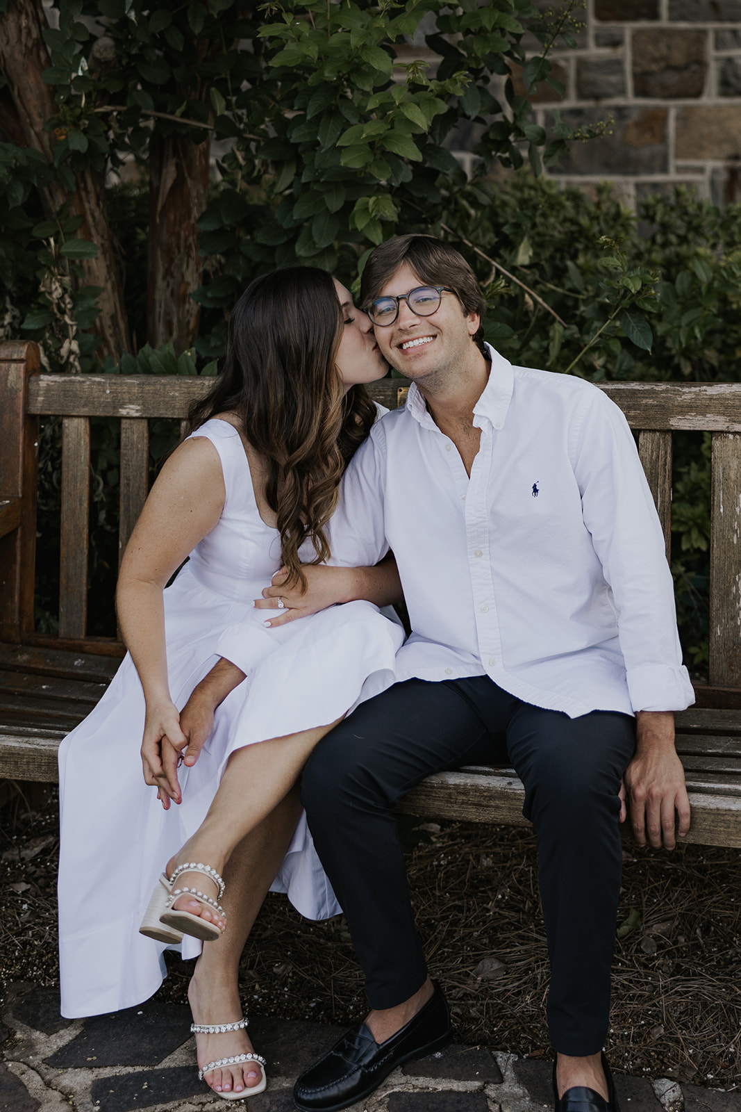 stunning couple pose together during their Berry college engagement photoshoot