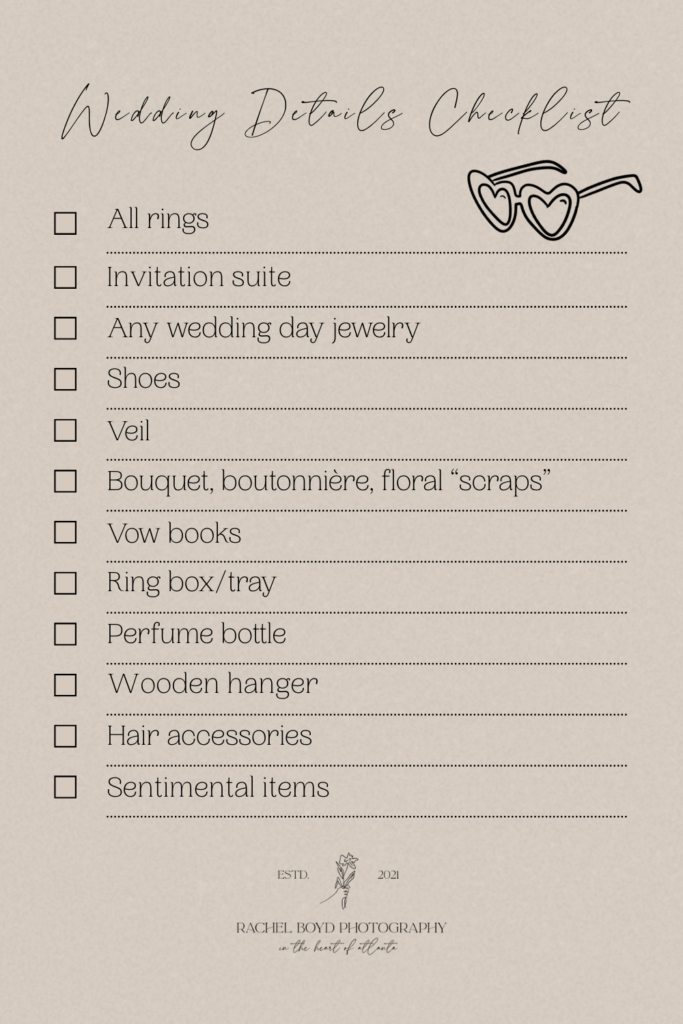 digital wedding detail checklist for brides