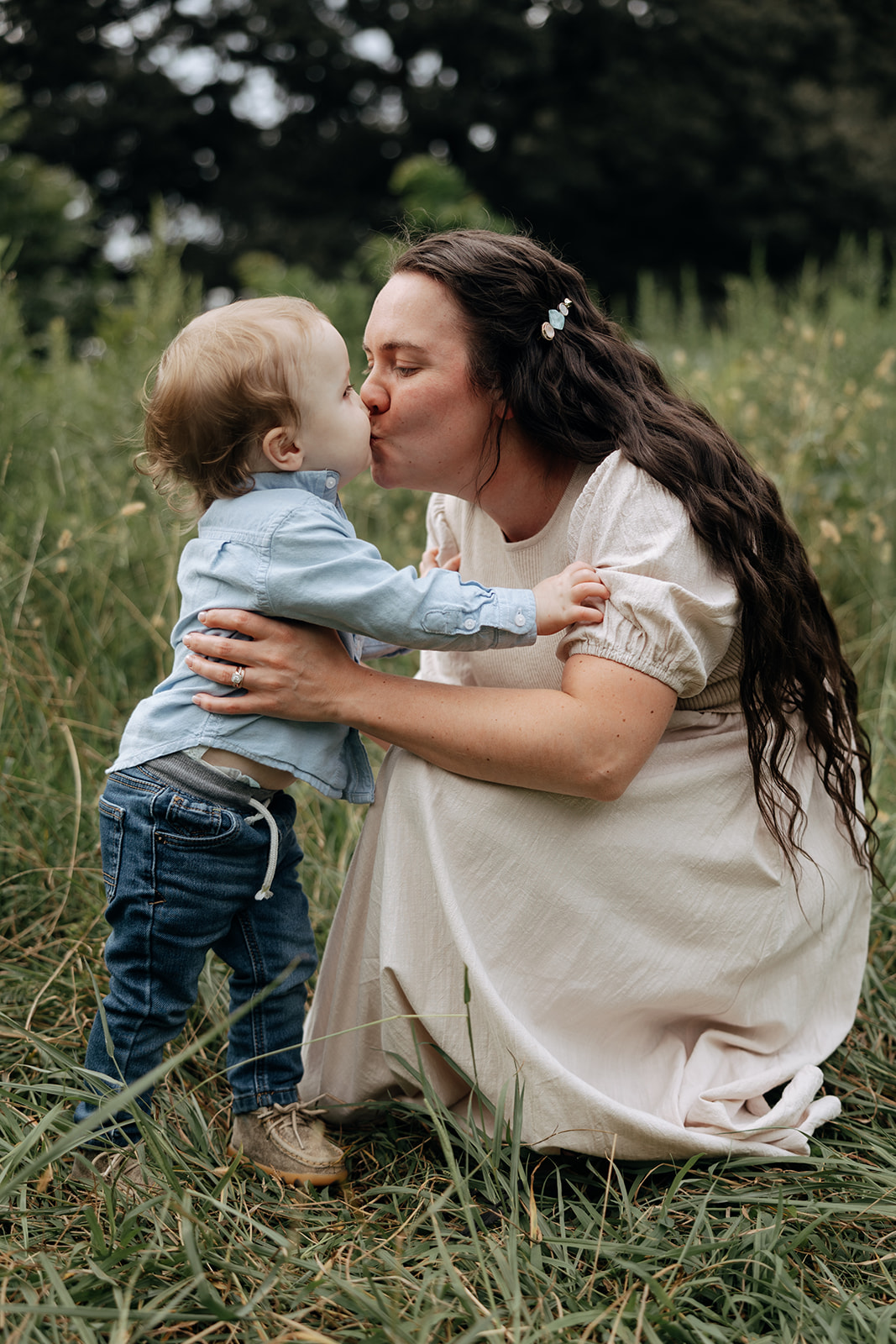 stunning family walks together during their Atlanta family portraits