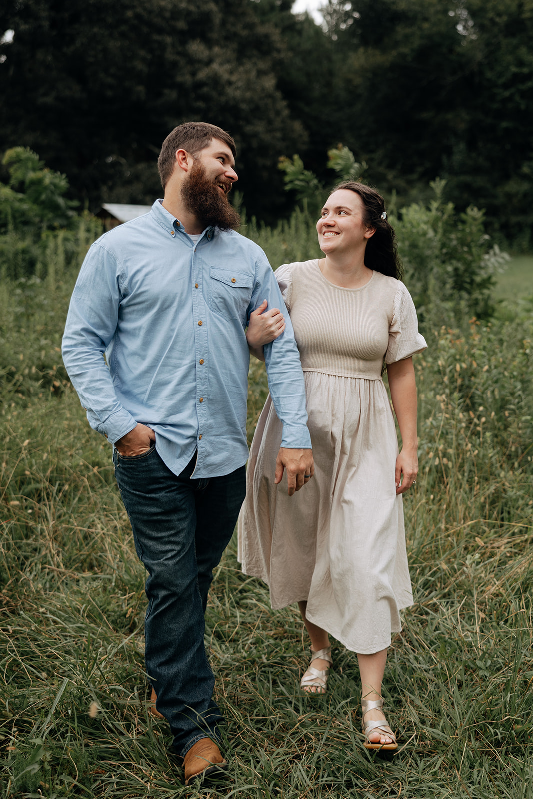 stunning family walks together during their Atlanta family portraits