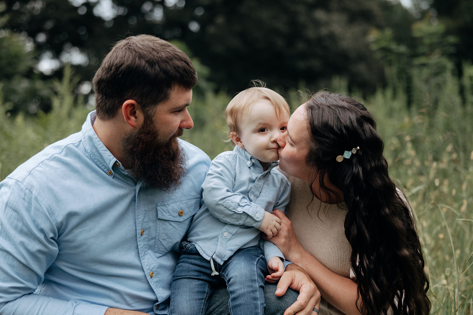 stunning family walks together during their Atlanta family portraits