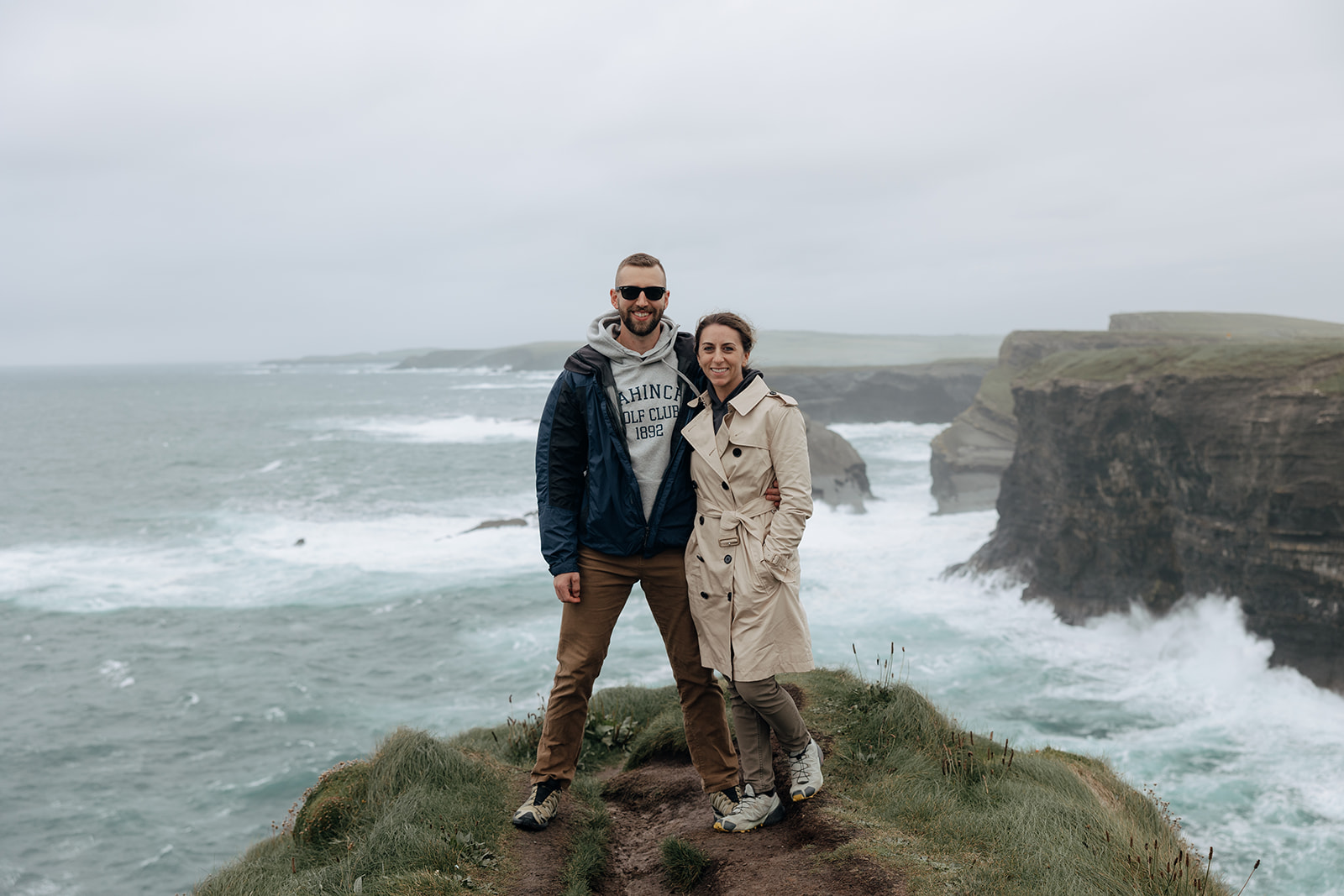 couple pose for a photo on the Kilkee Cliffs