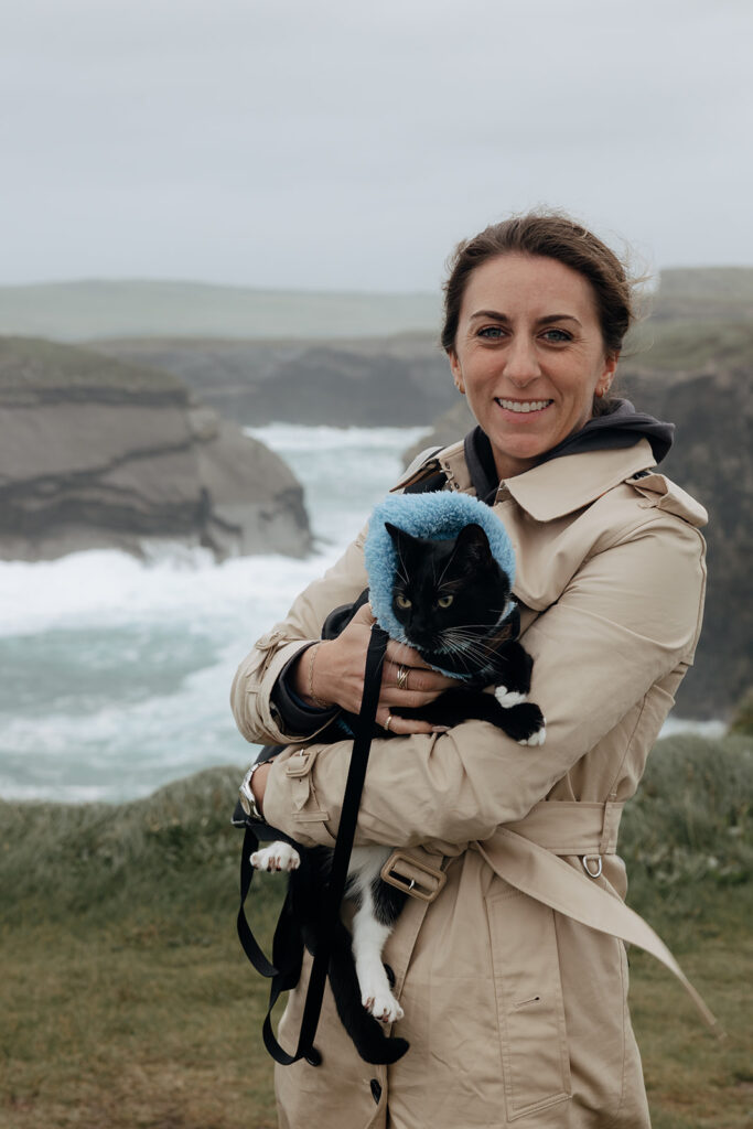 Addy poses with her mom on the Kilkee cliffs
