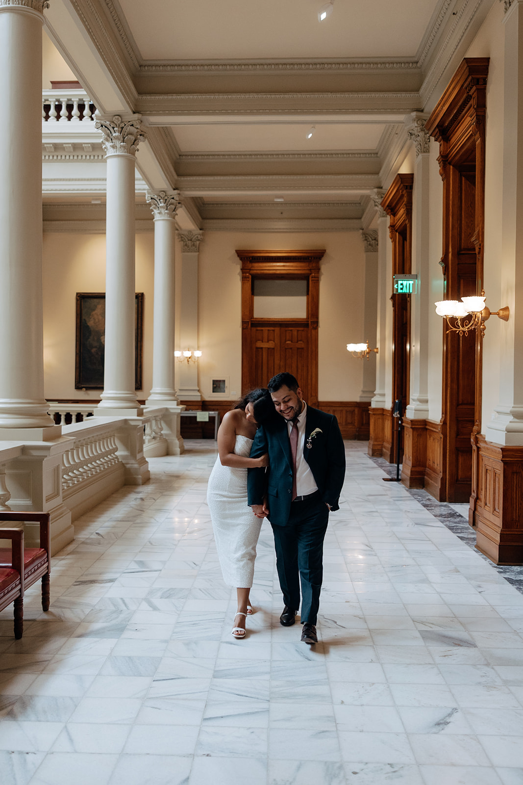 candid photo of the bride and groom during their elopement