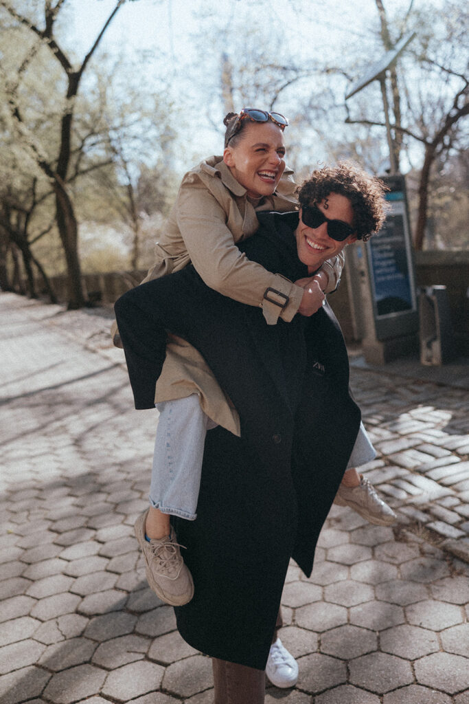 winter couples engagement session in the city is a great example of what is an engagement session