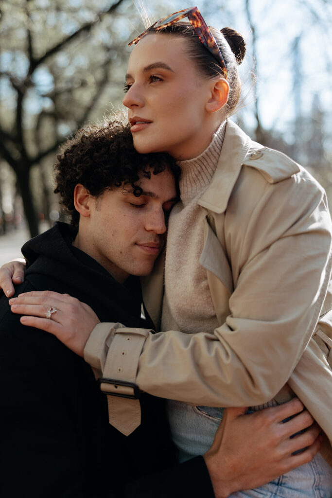 winter couples engagement session in the city is a great example of what is an engagement session